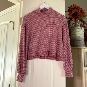 Red & White Sweater Crop Top